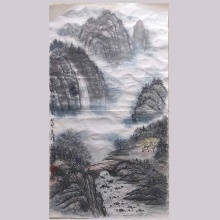 国画山水画《清城山居图》-王惠勤