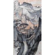 国画碧山青溪红叶悠-徐佩铭