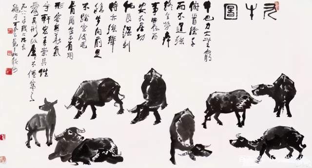 画牛大师画9头牛，卖2100万，他画牛不用笔，一头牛照样卖1.6亿_知道